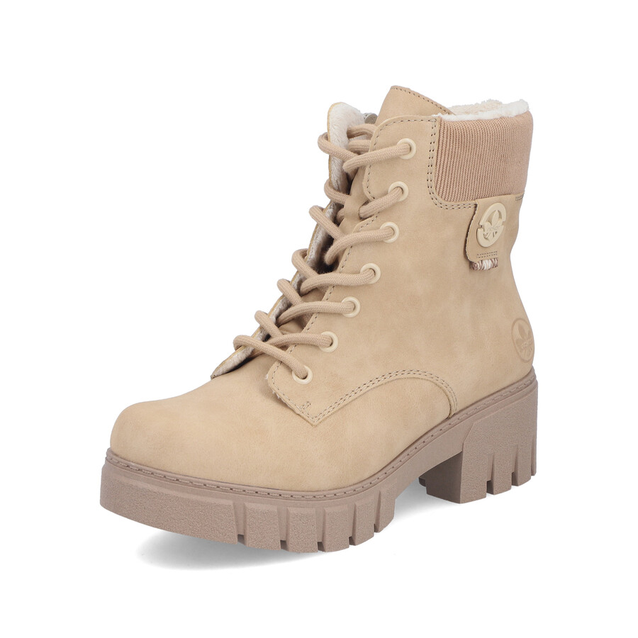 botas beige con cremallera para mujer rieker 74532-60