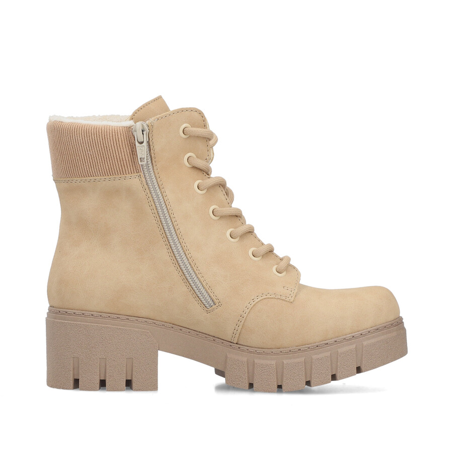botas beige con cremallera para mujer rieker 74532-60