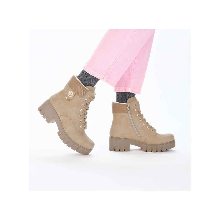 botas beige con cremallera para mujer rieker 74532-60