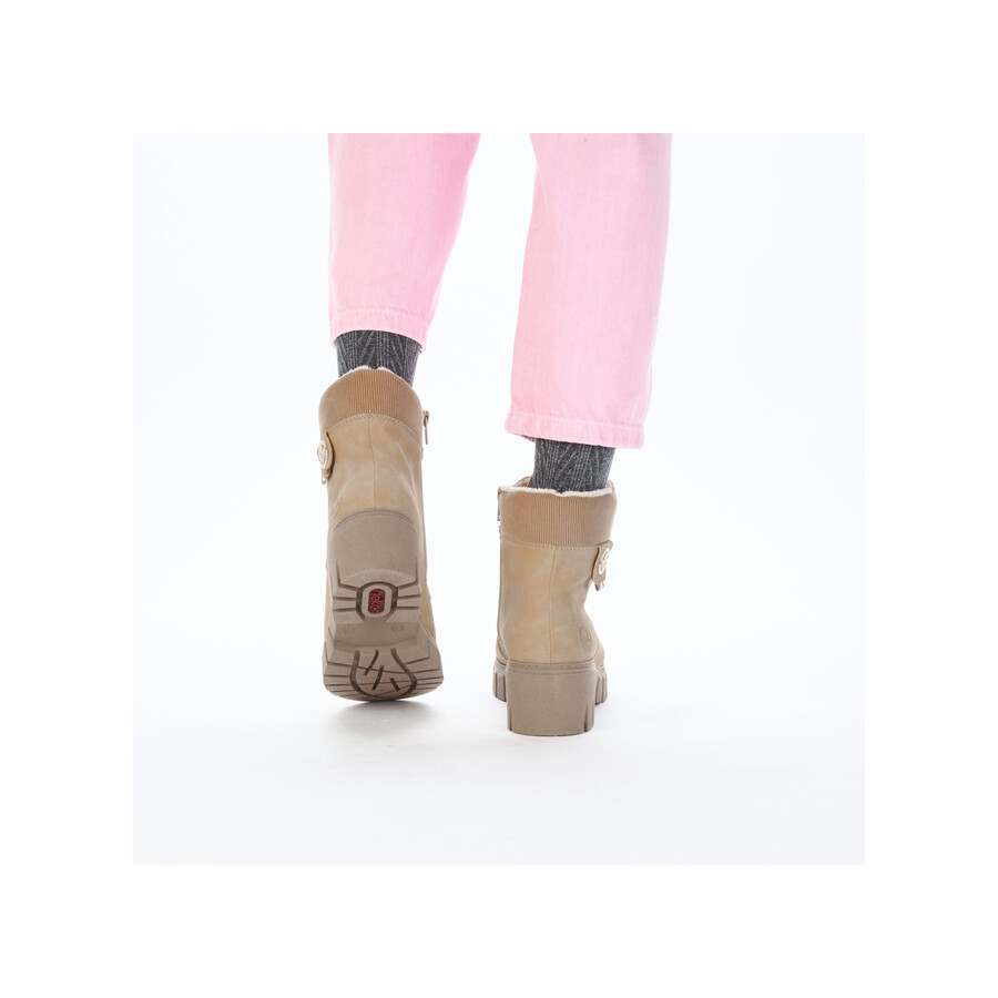 botas beige con cremallera para mujer rieker 74532-60