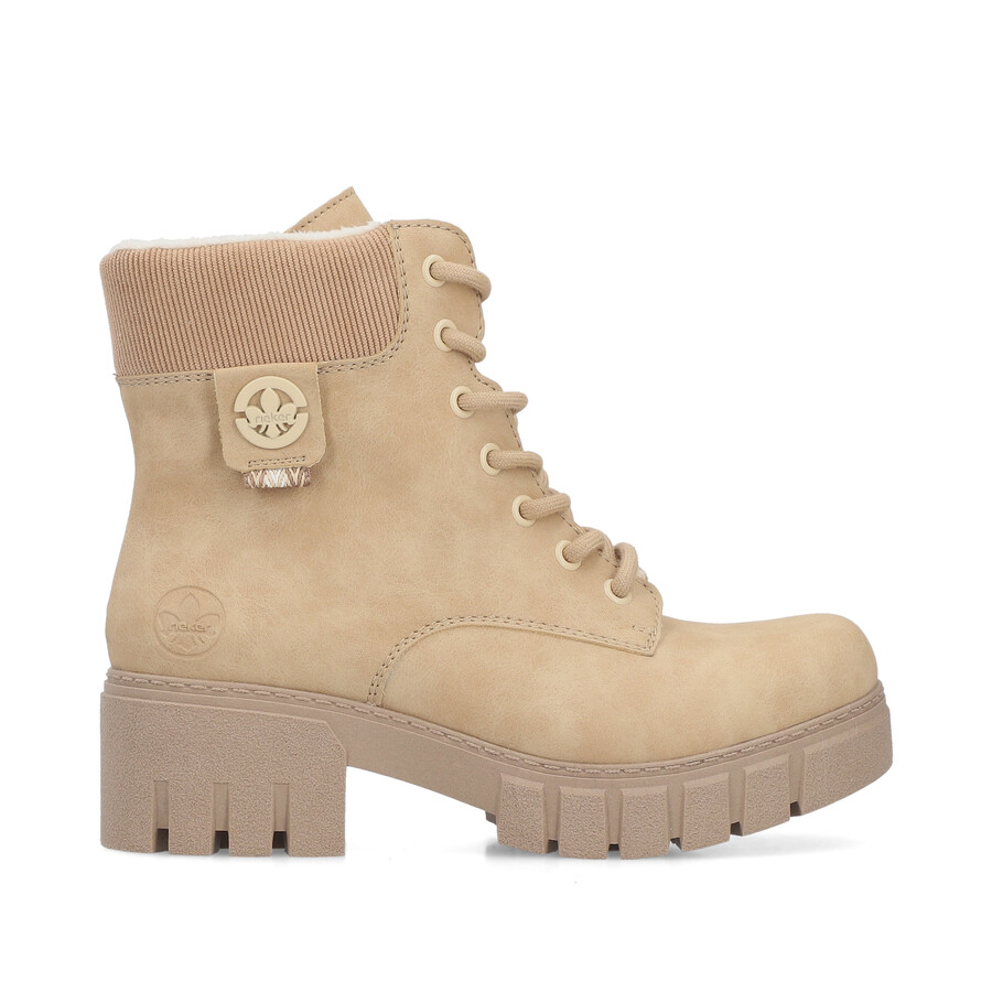 botas beige con cremallera para mujer rieker 74532-60