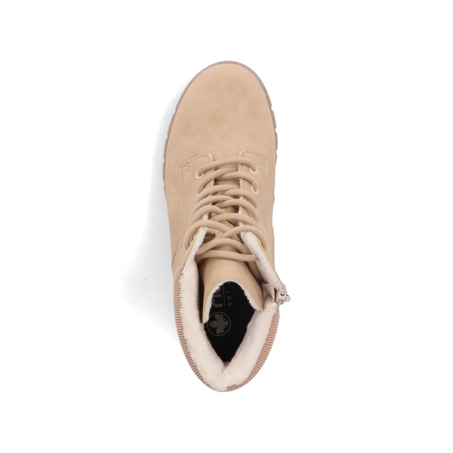 botas beige con cremallera para mujer rieker 74532-60