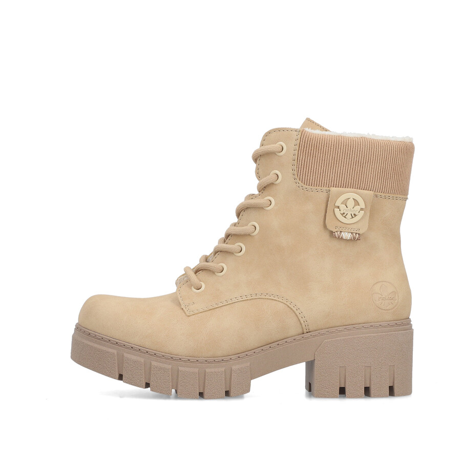 botas beige con cremallera para mujer rieker 74532-60