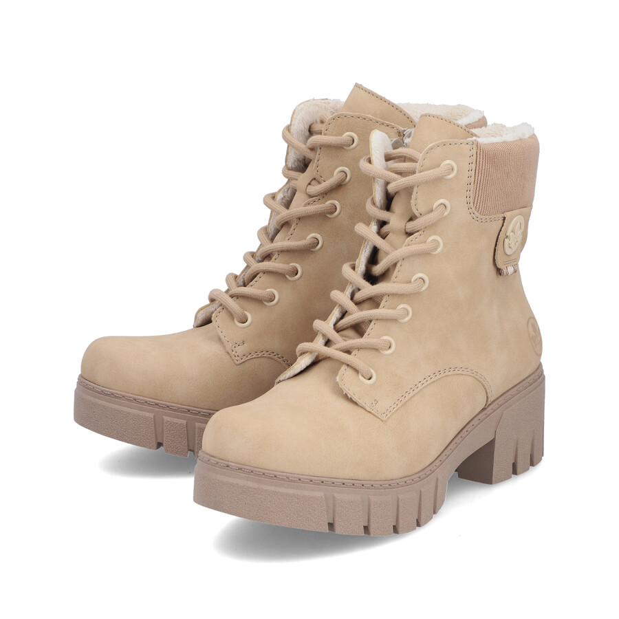 botas beige con cremallera para mujer rieker 74532-60