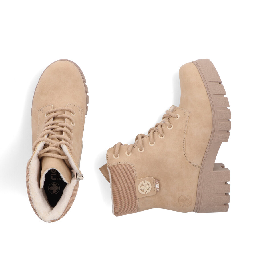 botas beige con cremallera para mujer rieker 74532-60