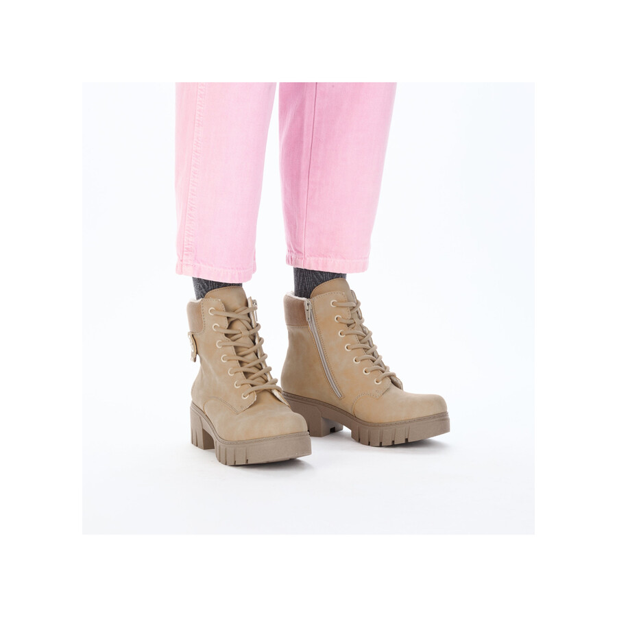 botas beige con cremallera para mujer rieker 74532-60