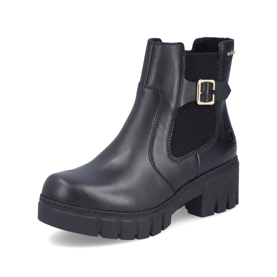 botas negras con cremallera para mujer rieker 74560-00