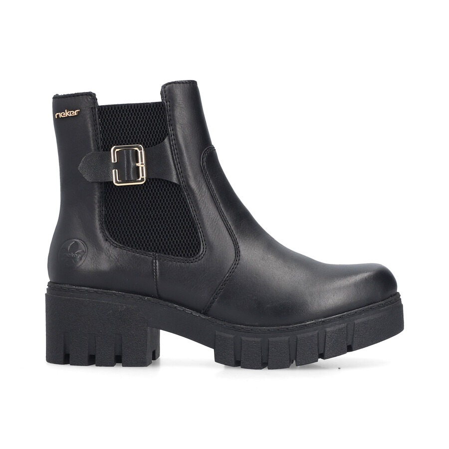 botas negras con cremallera para mujer rieker 74560-00