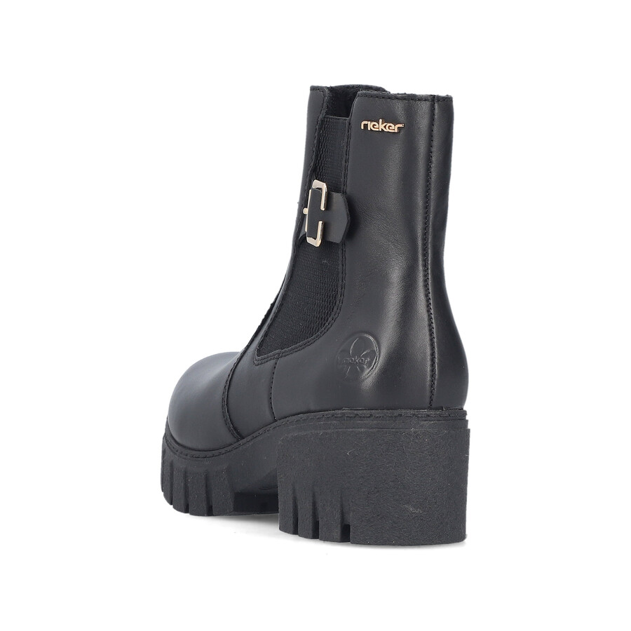 botas negras con cremallera para mujer rieker 74560-00