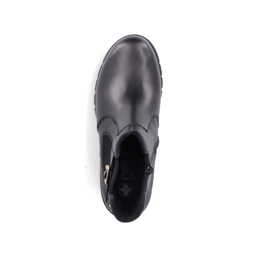 botas negras con cremallera para mujer rieker 74560-00