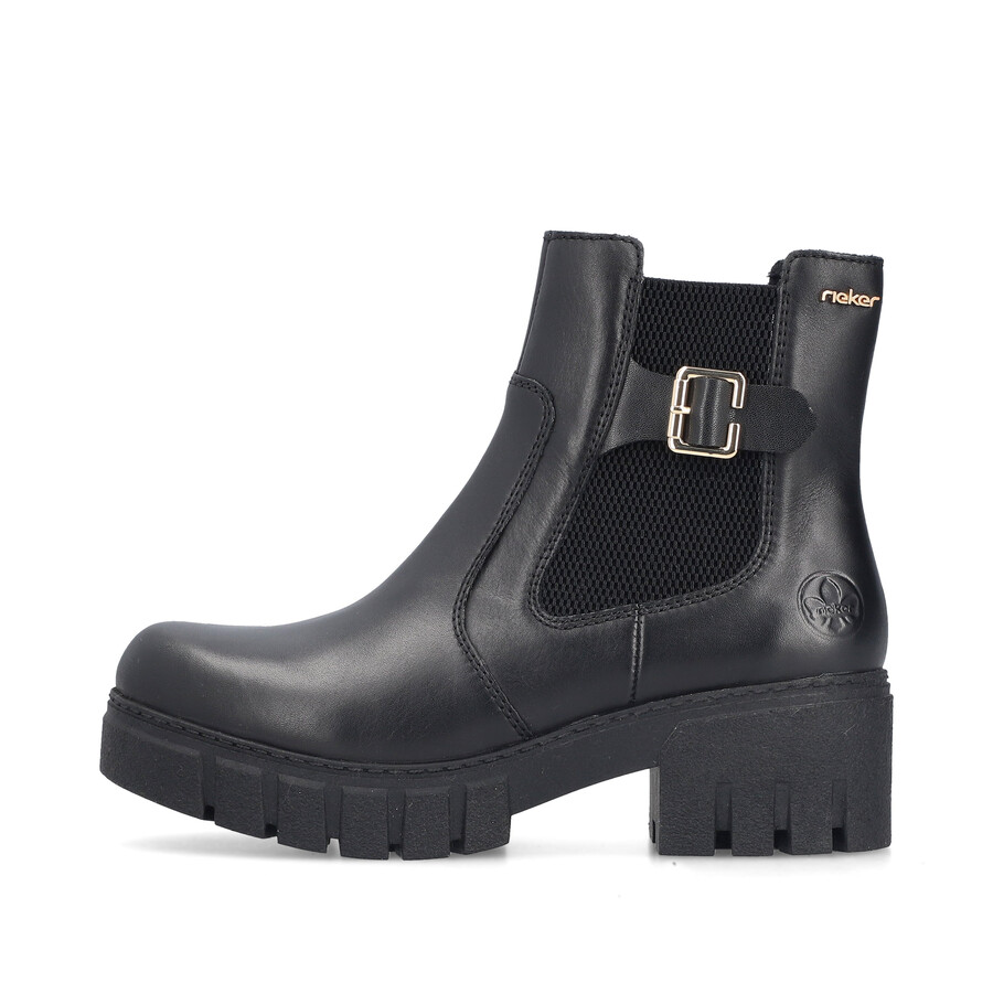 botas negras con cremallera para mujer rieker 74560-00
