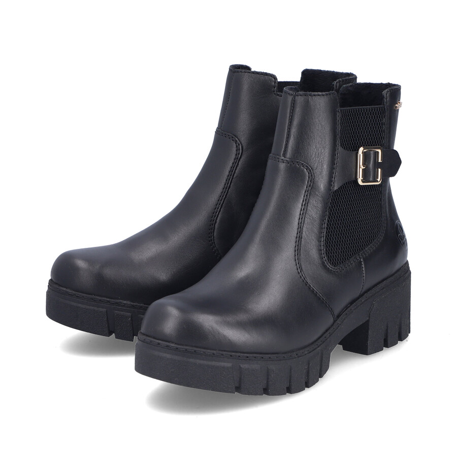botas negras con cremallera para mujer rieker 74560-00