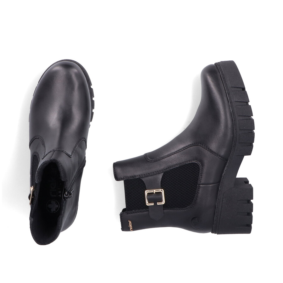 botas negras con cremallera para mujer rieker 74560-00