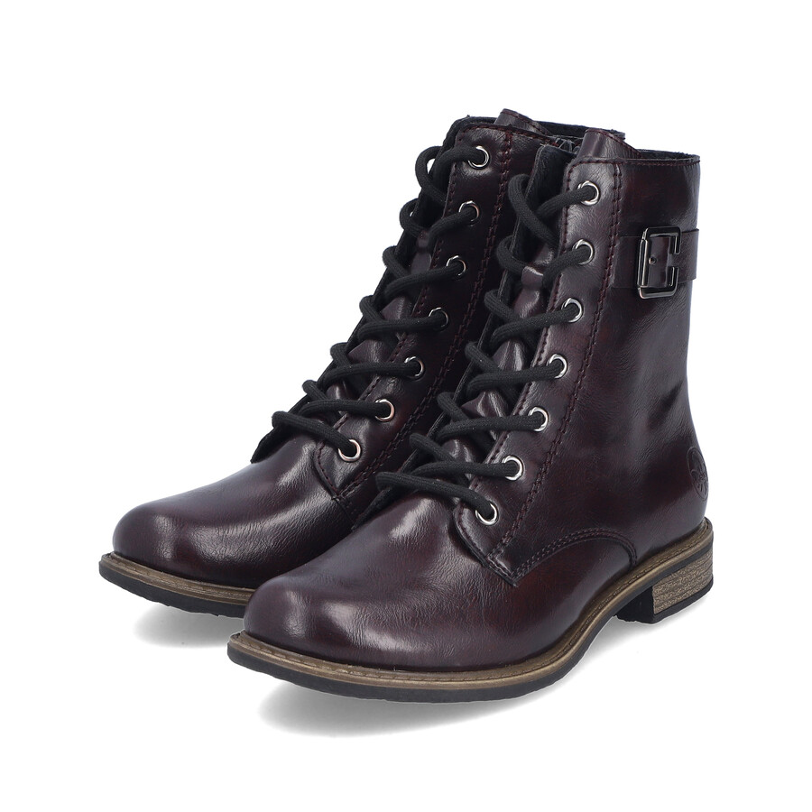 botas rojas con cremallera para mujer rieker 74802-35