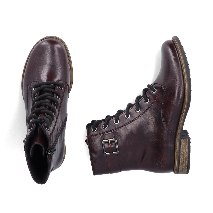 botas rojas con cremallera para mujer rieker 74802-35