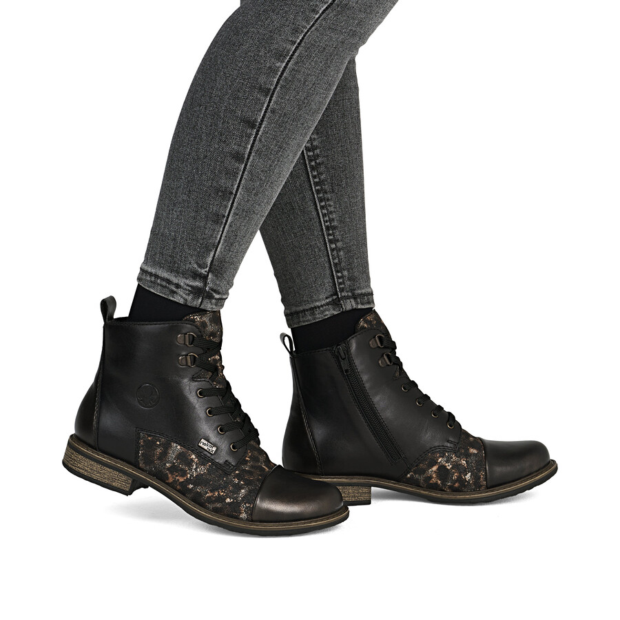 botas negras con cremallera para mujer rieker 74842-00