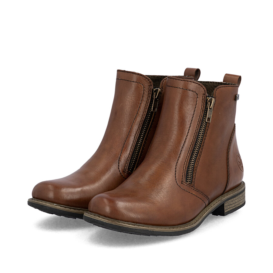 botas marrones con cremallera para mujer rieker 74850-25