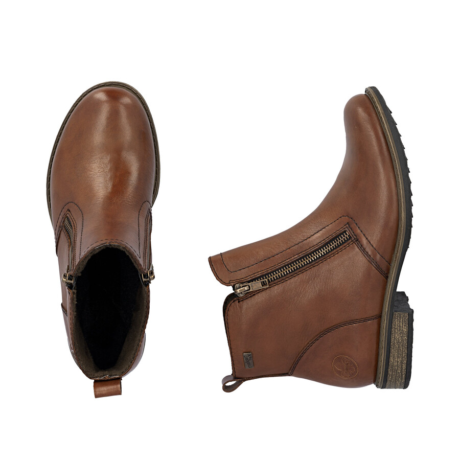 botas marrones con cremallera para mujer rieker 74850-25
