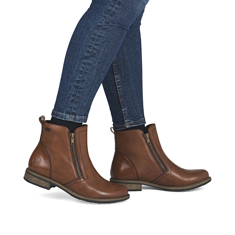 botas marrones con cremallera para mujer rieker 74850-25