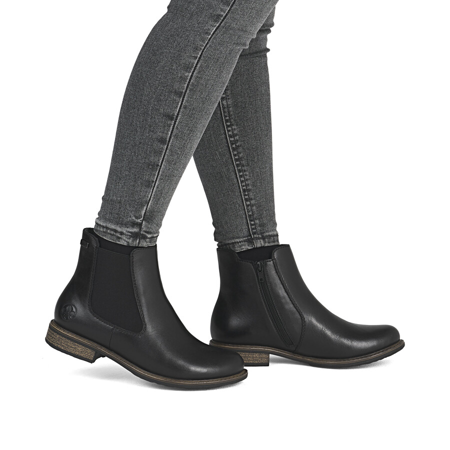 botas negras con cremallera para mujer rieker 74870-00