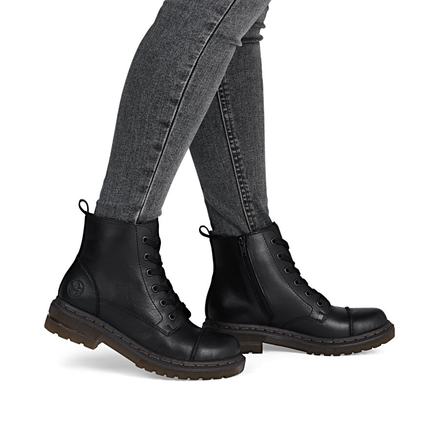 botas negras con cremallera para mujer rieker 78202-00