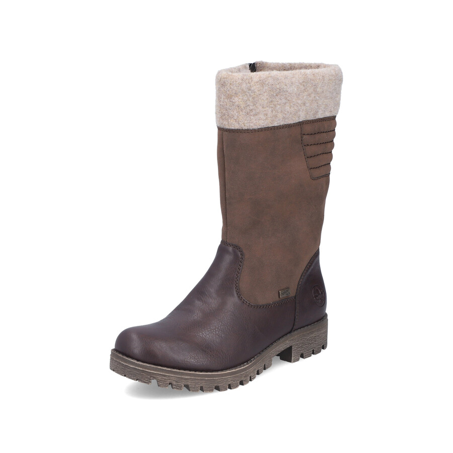 botas marrones con cremallera para mujer rieker 78585-25