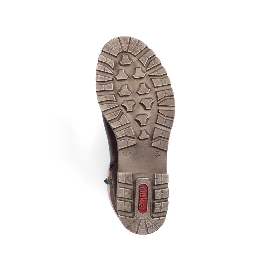 botas marrones con cremallera para mujer rieker 78585-25