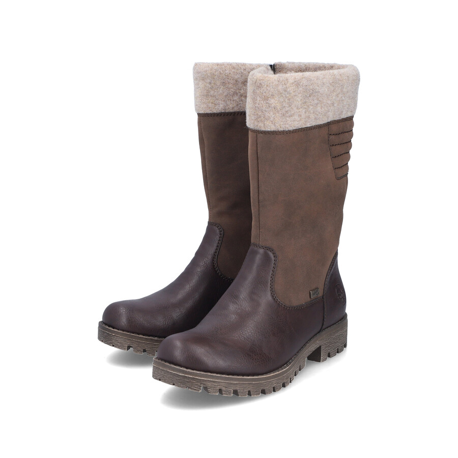 botas marrones con cremallera para mujer rieker 78585-25