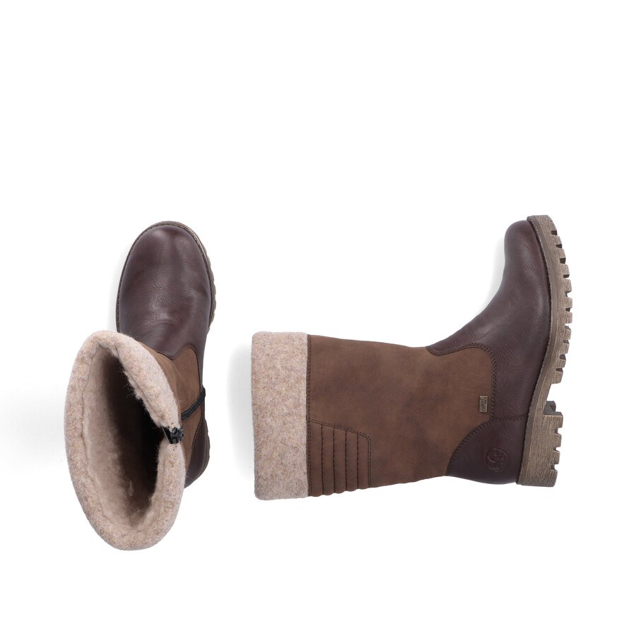 botas marrones con cremallera para mujer rieker 78585-25