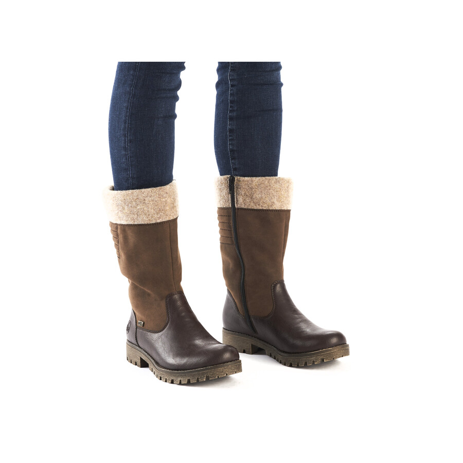 botas marrones con cremallera para mujer rieker 78585-25