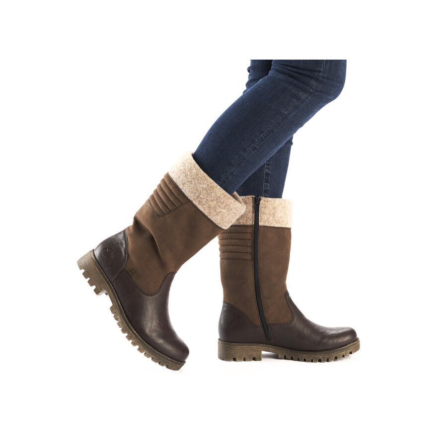 botas marrones con cremallera para mujer rieker 78585-25