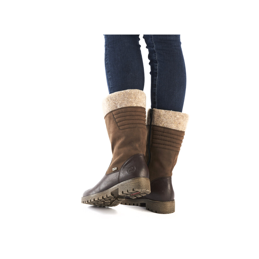 botas marrones con cremallera para mujer rieker 78585-25
