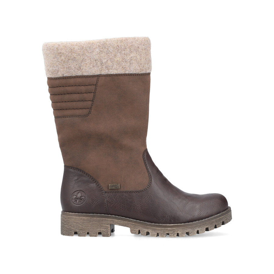 botas marrones con cremallera para mujer rieker 78585-25