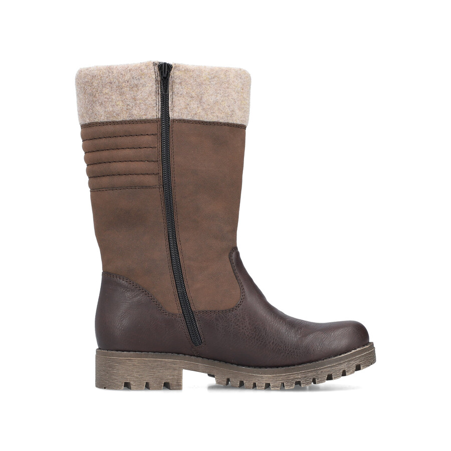botas marrones con cremallera para mujer rieker 78585-25
