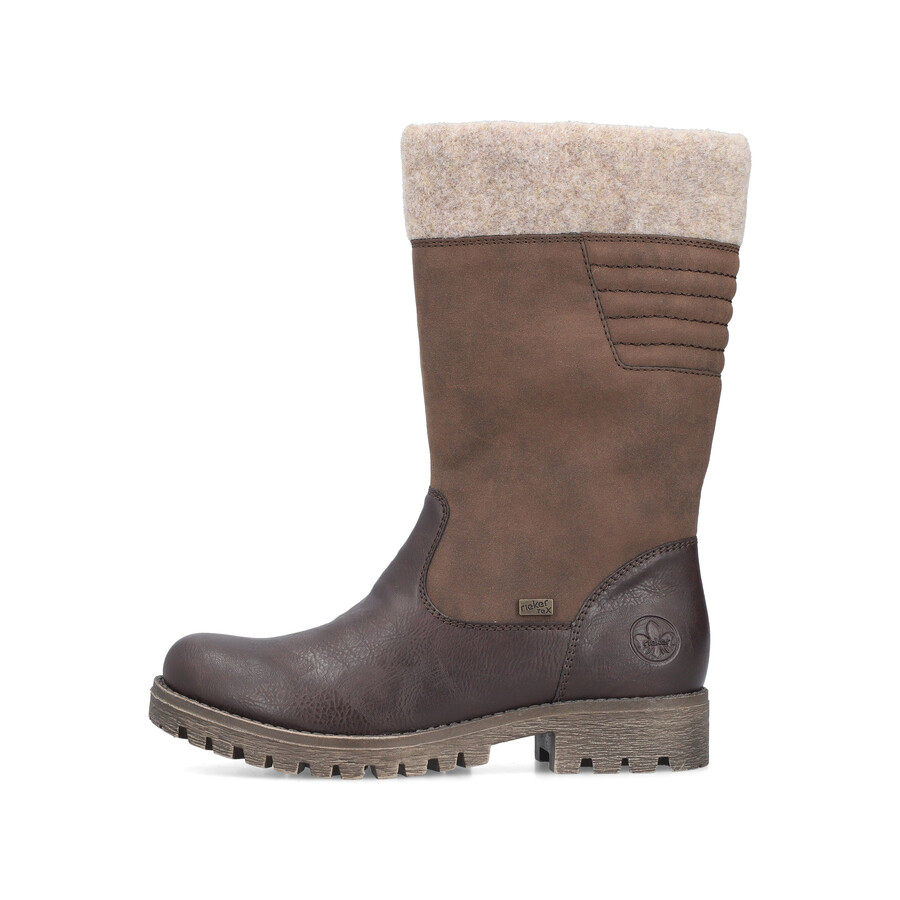 botas marrones con cremallera para mujer rieker 78585-25