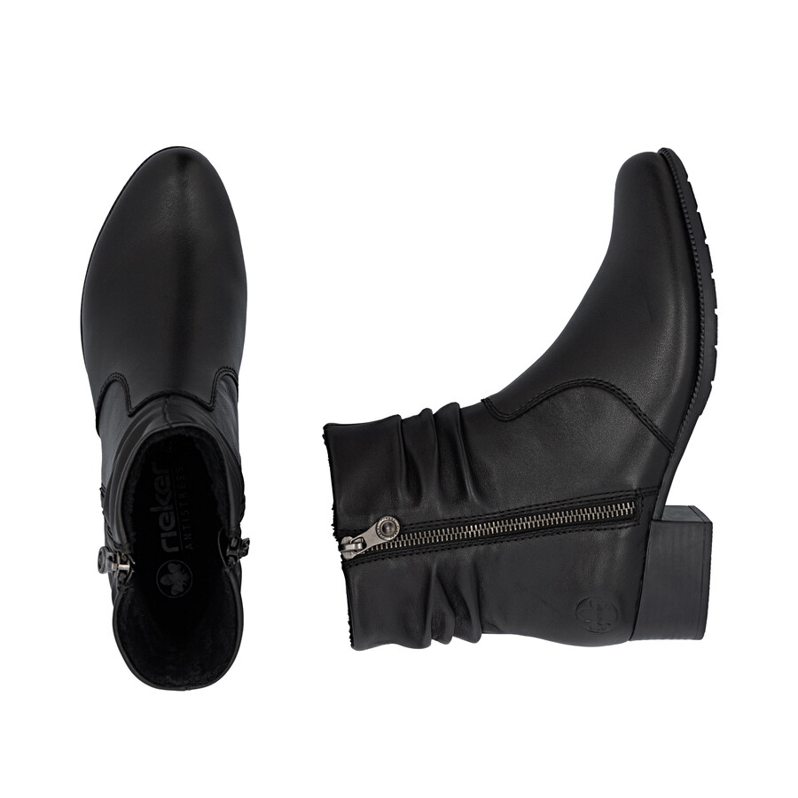 botas negras con cremallera para mujer rieker 78656-00