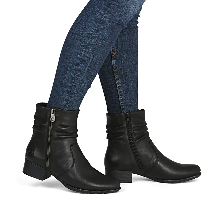 botas negras con cremallera para mujer rieker 78656-00