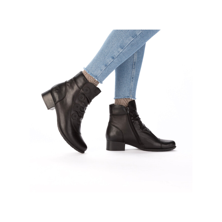 botas negras con cremallera para mujer rieker 78659-00