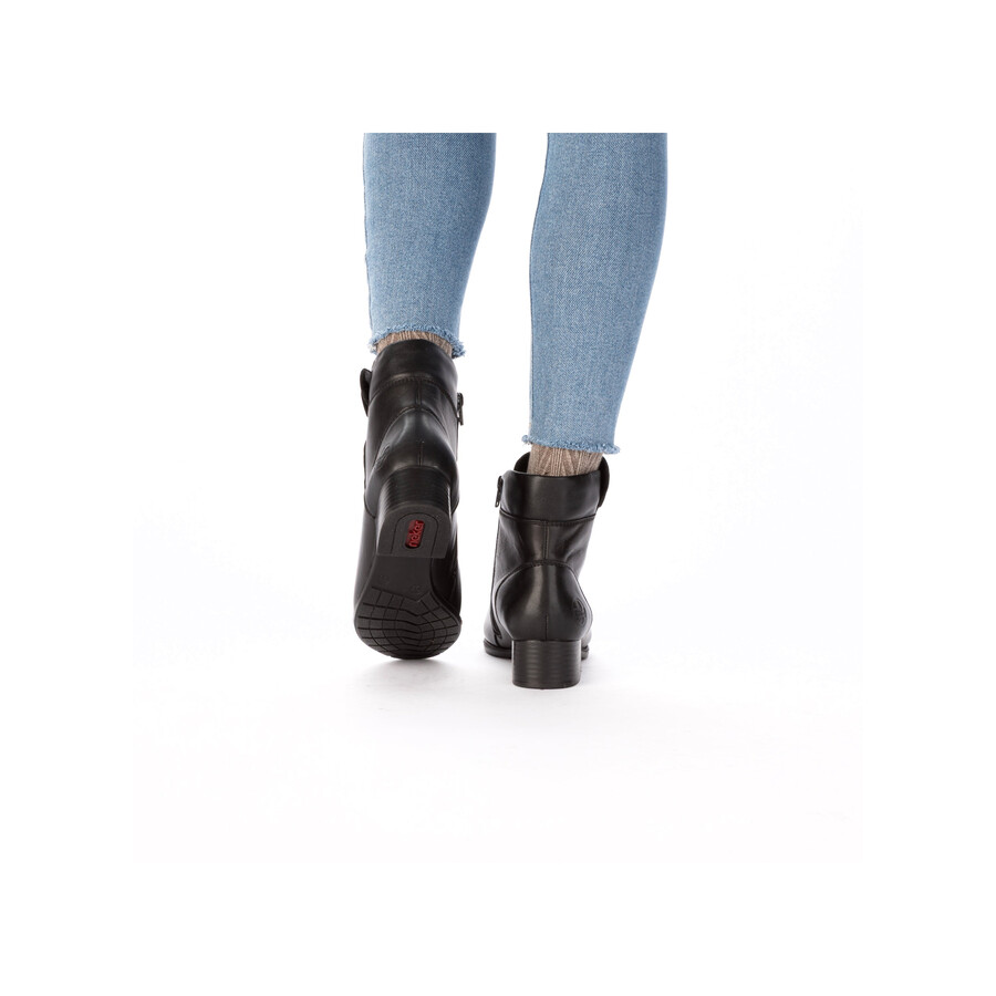botas negras con cremallera para mujer rieker 78659-00