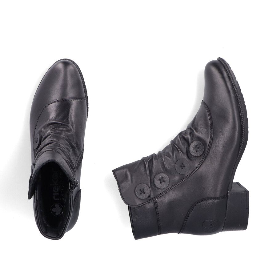 botas negras con cremallera para mujer rieker 78659-00