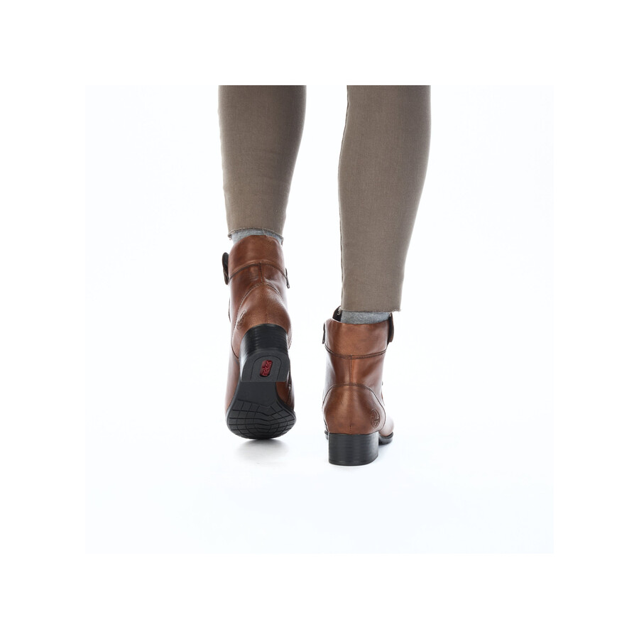 botas marrones con cremallera para mujer rieker 78659-22