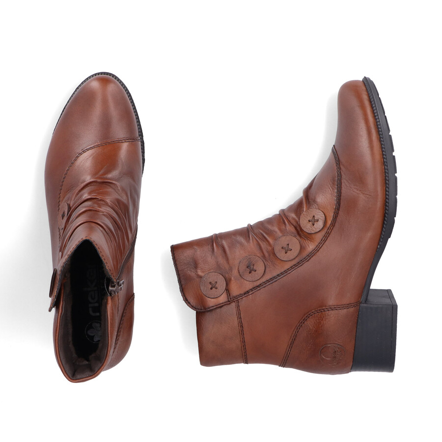 botas marrones con cremallera para mujer rieker 78659-22