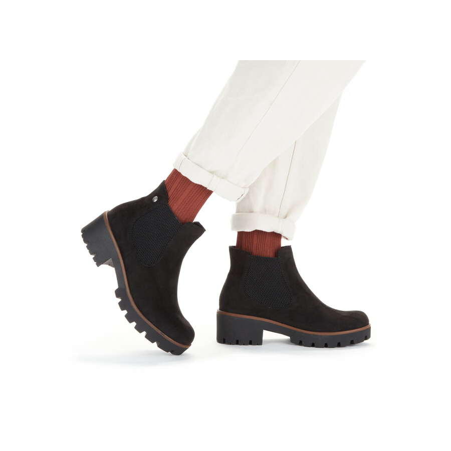 botas negras elásticas para mujer rieker 79265-00