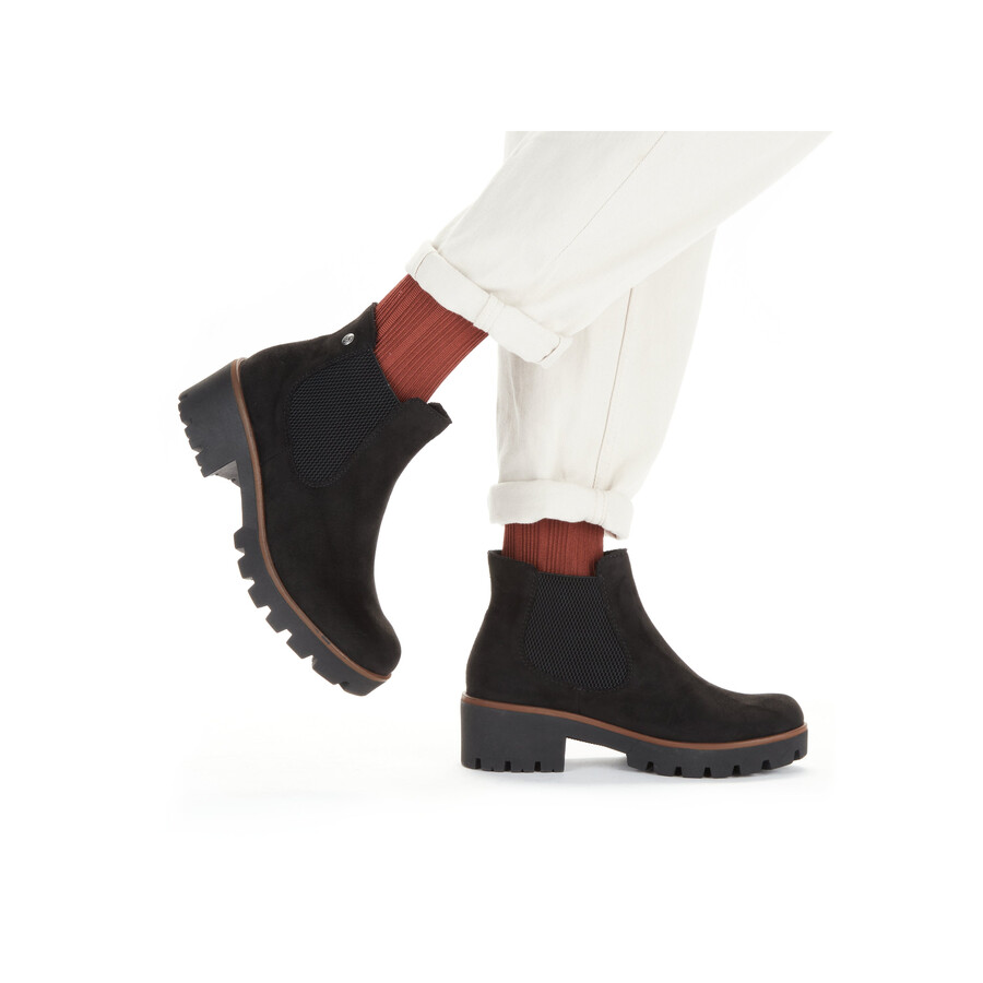 botas negras elásticas para mujer rieker 79265-00