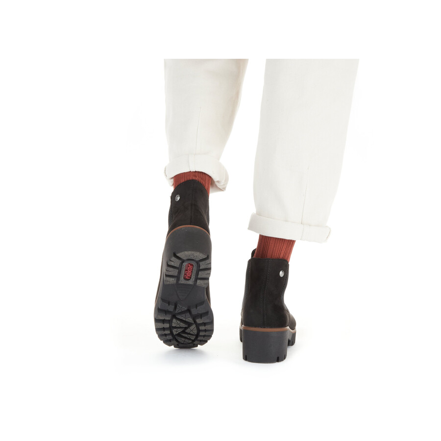botas negras elásticas para mujer rieker 79265-00