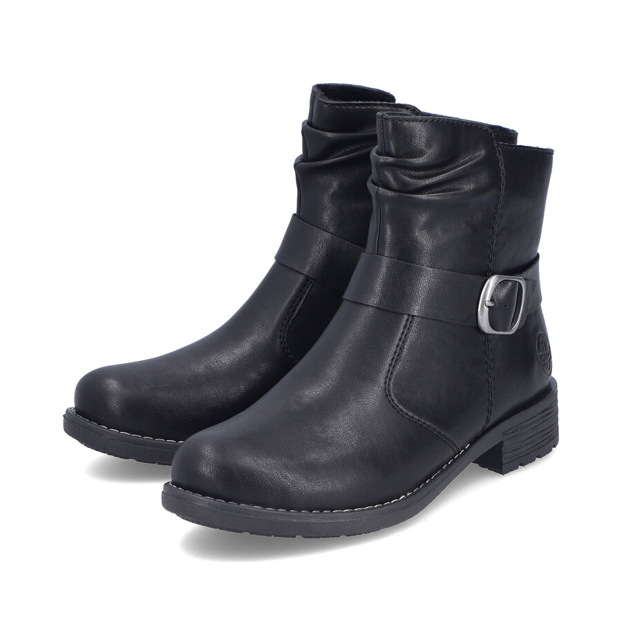 botas negras con cremallera para mujer rieker 79462-00