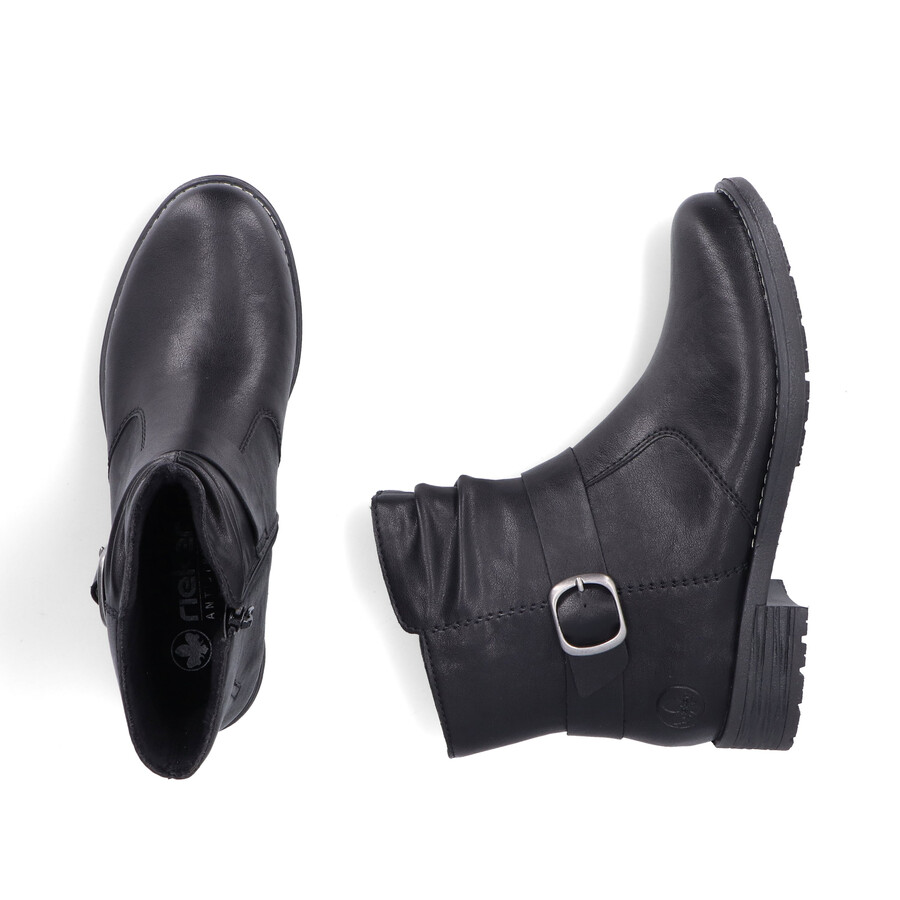 botas negras con cremallera para mujer rieker 79462-00