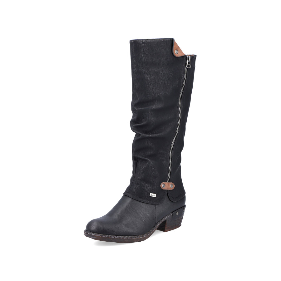 botas negras con cremallera para mujer rieker 93655-00