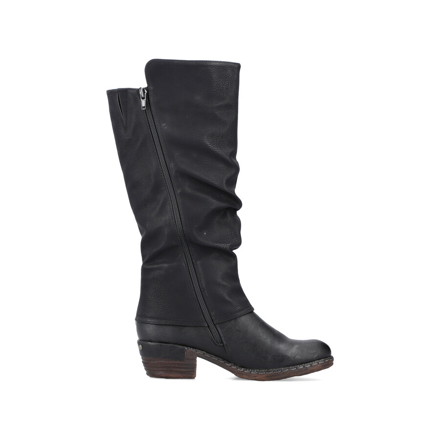 botas negras con cremallera para mujer rieker 93655-00