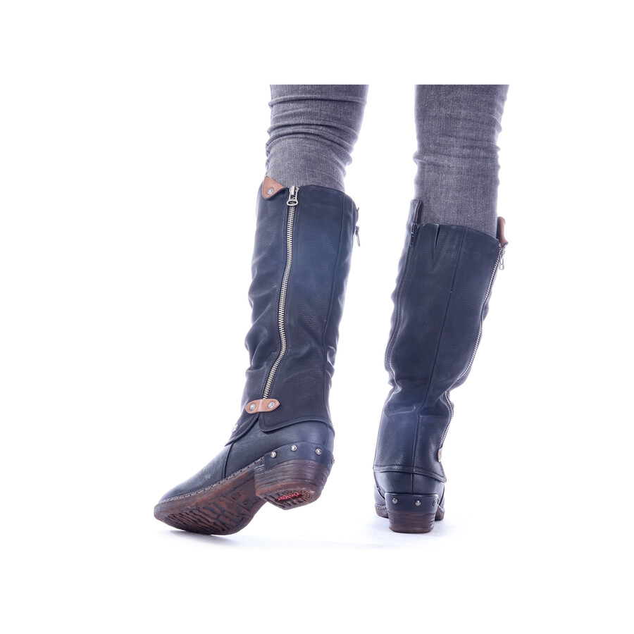botas negras con cremallera para mujer rieker 93655-00